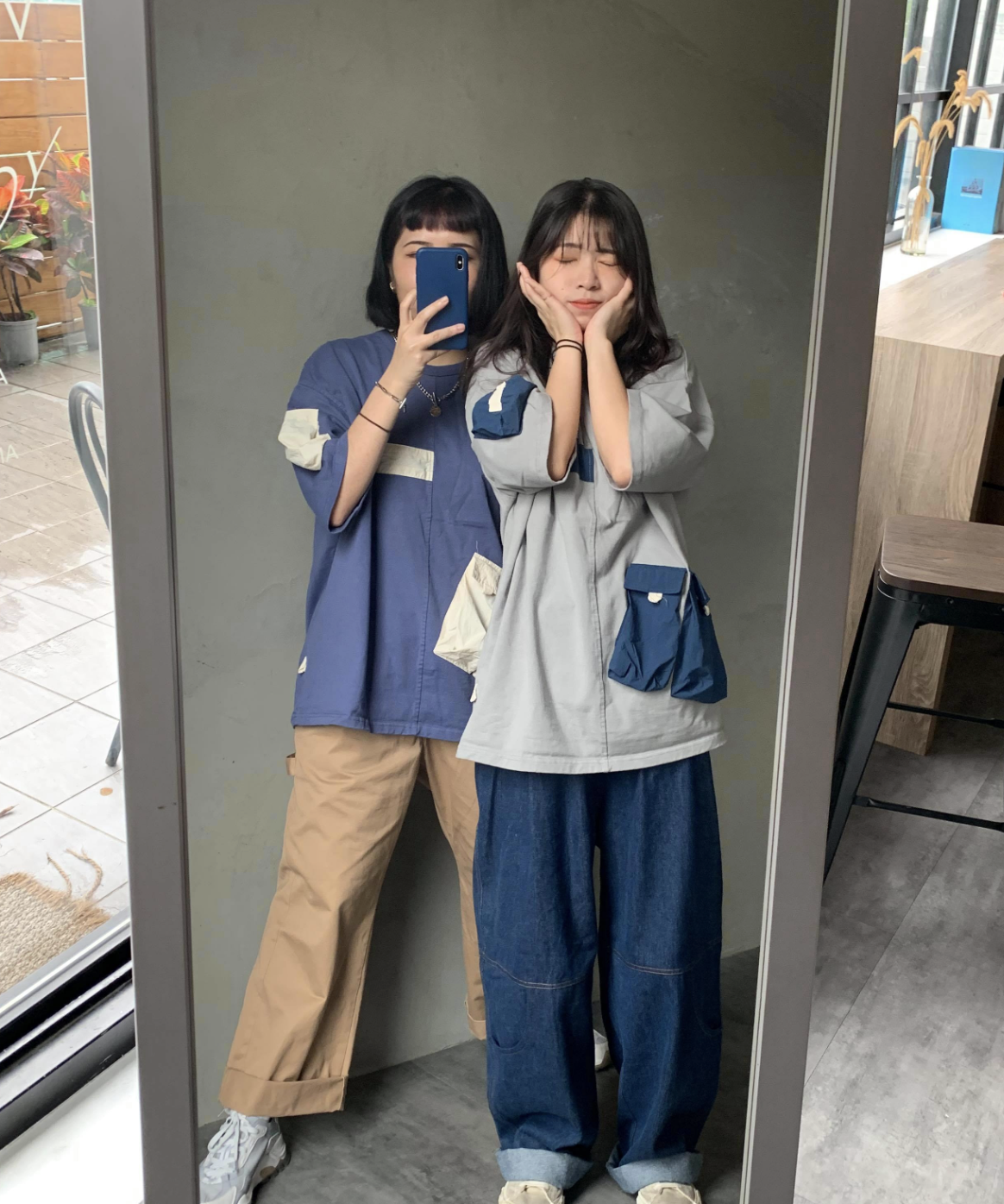 斷貨 Korea 澎澎pew口袋撞色T (灰底/藍底/綠/黃)