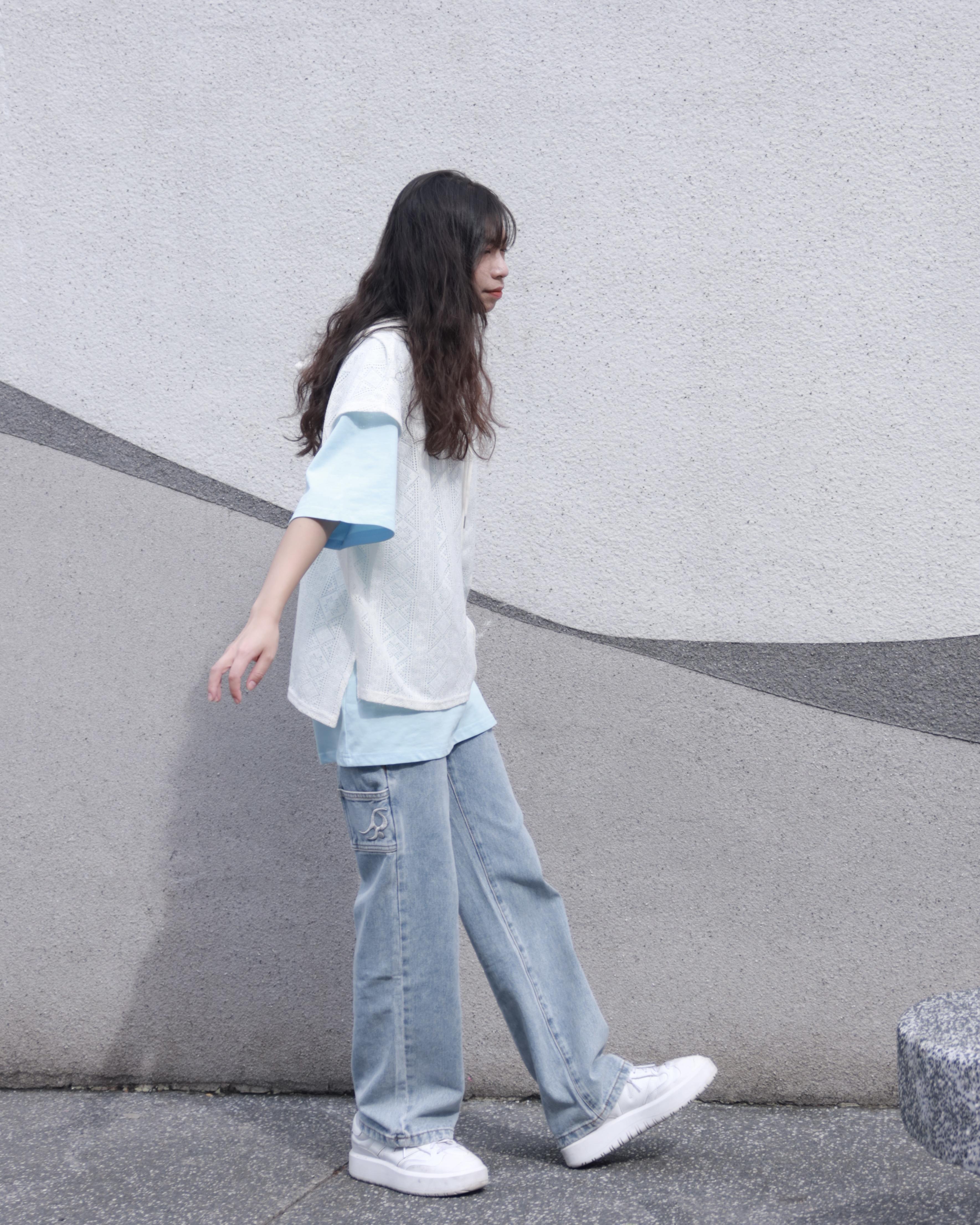 ☆ʀᴏ ᴍᴀᴅᴇ☆ ALL BLUE刺繡Ro經典牛仔畫家褲