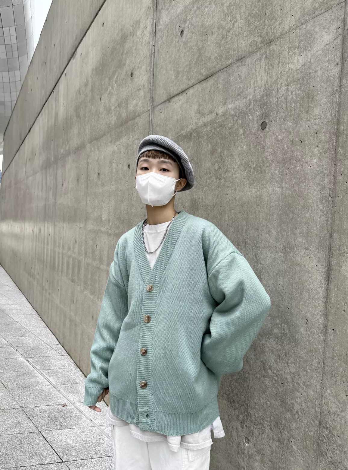 斷貨 Korea 淺灰針織貝蕾帽