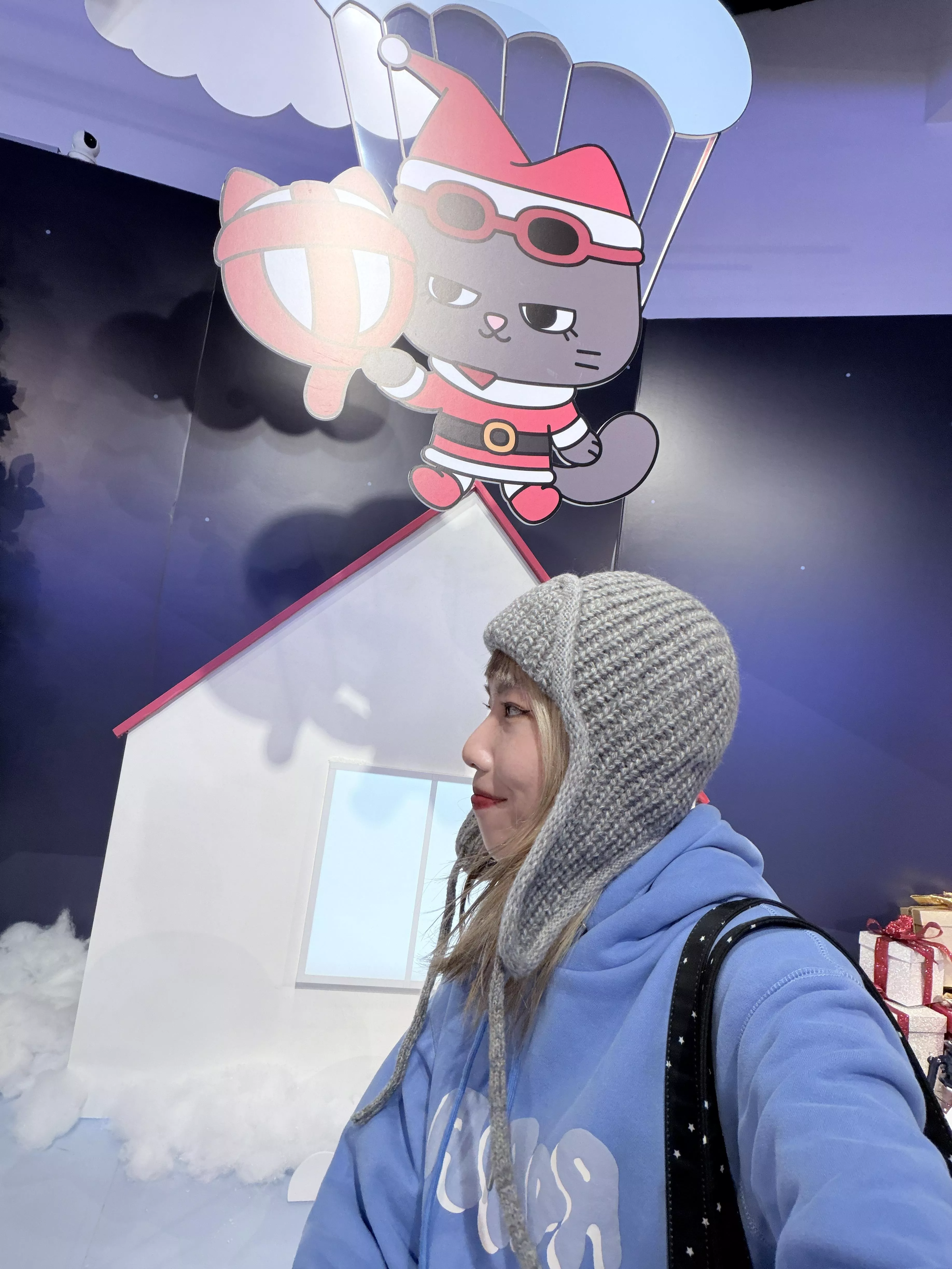 灰色飛行毛線帽