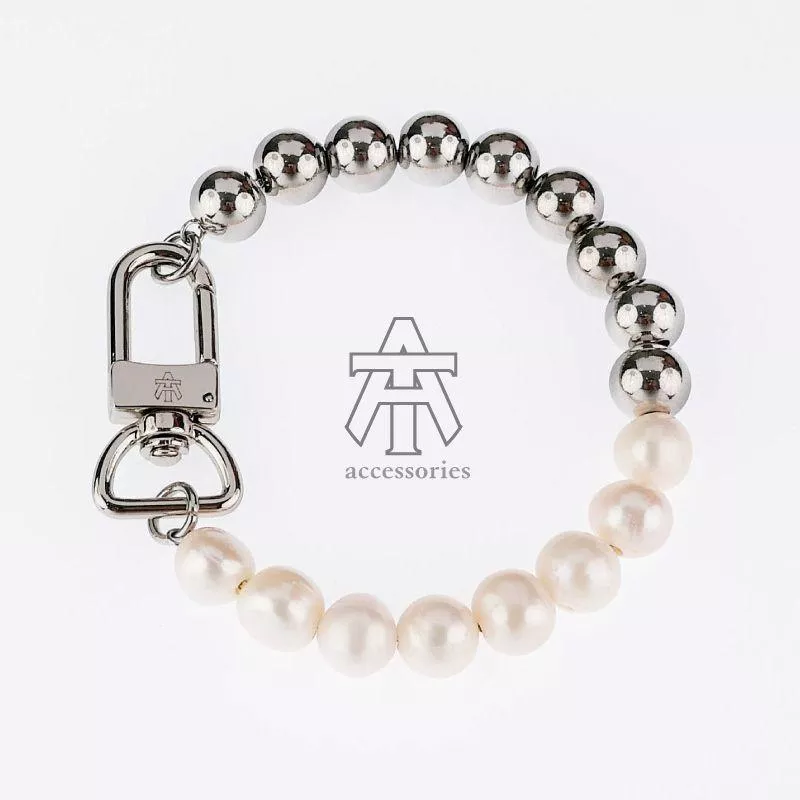 Tommy&Anson accessories  Silver Pearls系列手鏈/316鈦鋼/10mm天然淡水珍珠