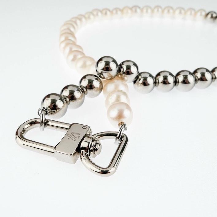 Tommy&Anson accessories  Silver Pearls系列手鏈/316鈦鋼/10mm天然淡水珍珠