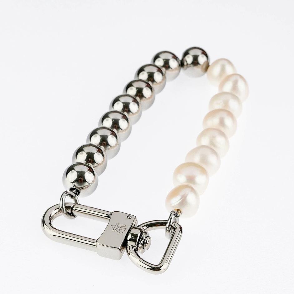 Tommy&Anson accessories  Silver Pearls系列手鏈/316鈦鋼/10mm天然淡水珍珠