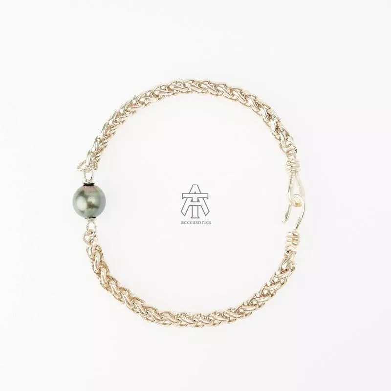 T&A accessories Black Pearls系列手鍊#7/蕭邦鏈/S型釦/大溪地黑珍珠/925純銀/手作設計