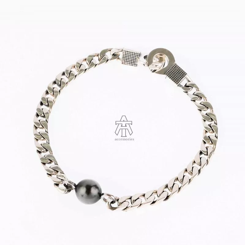 T&A accessories Black Pearls系列手鍊#3/古巴鏈/鎖釦頭/大溪地黑珍珠/925純銀/手作設計
