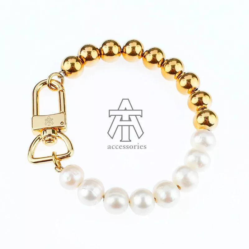 T&A accessories Golden Pearls系列手鍊/316鈦鋼18K真金真空電鍍/10mm天然淡水珍珠