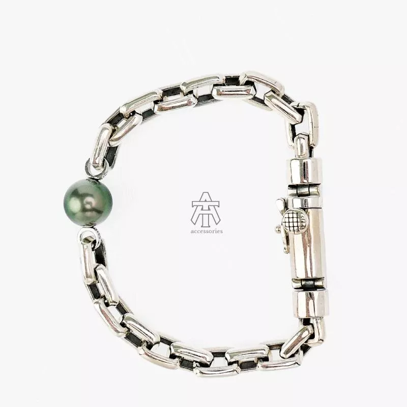 T&A accessories Black Pearls系列手鍊#1/十字鏈/插鞘釦/黑珍珠/925純銀/手做設計款