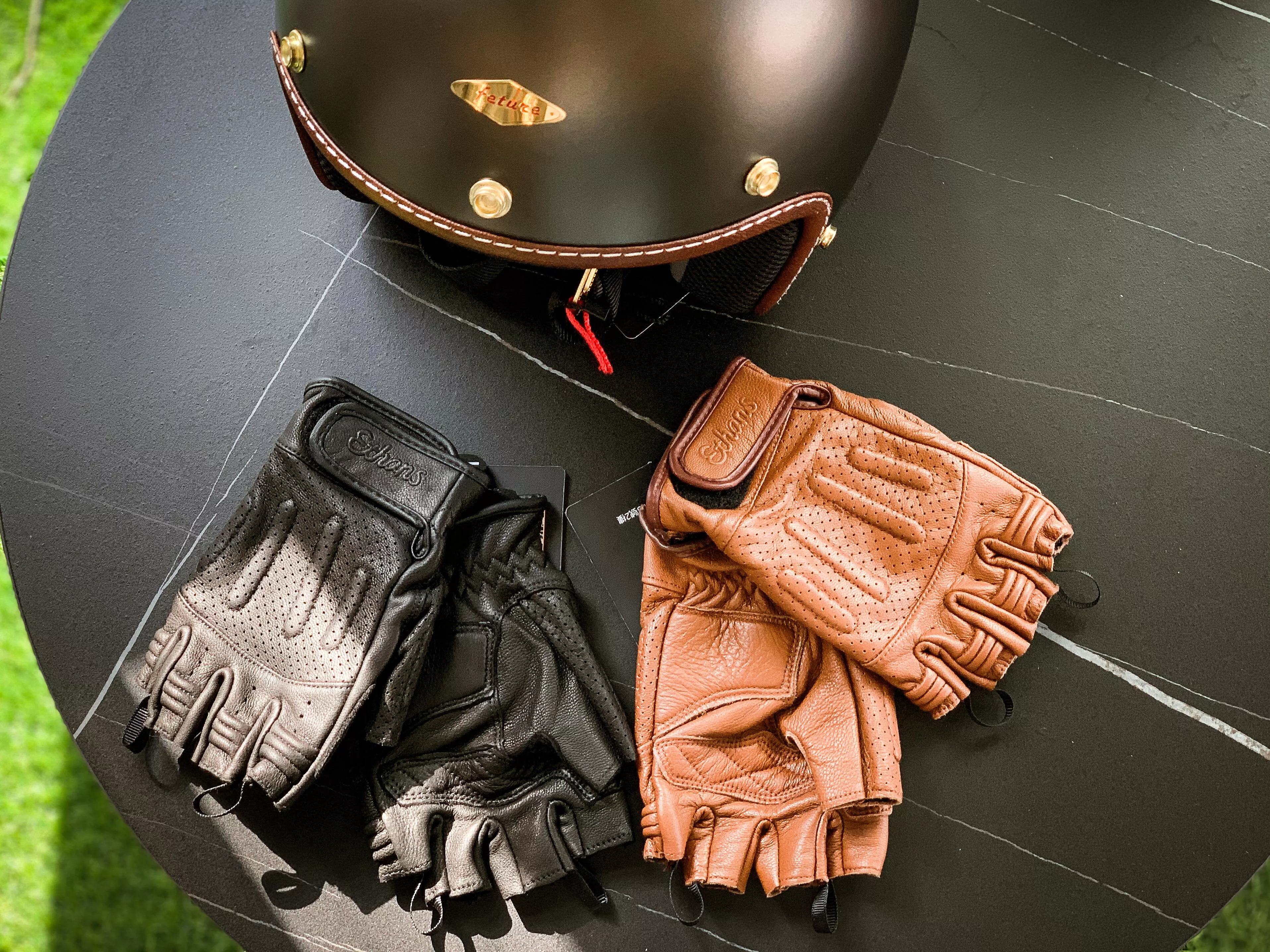 ETHANS 尹森羊皮半指騎士手套