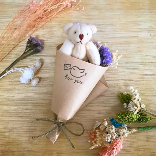 熊熊想起你乾燥布偶花束