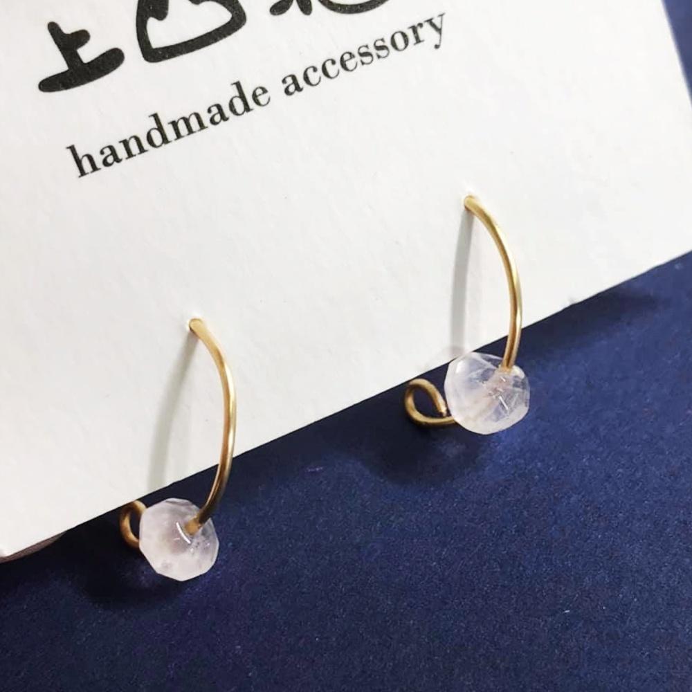 上杉采花 14k 保色 抗敏 耳針式 水晶 天然石 耳環 飾品 耳環 手作