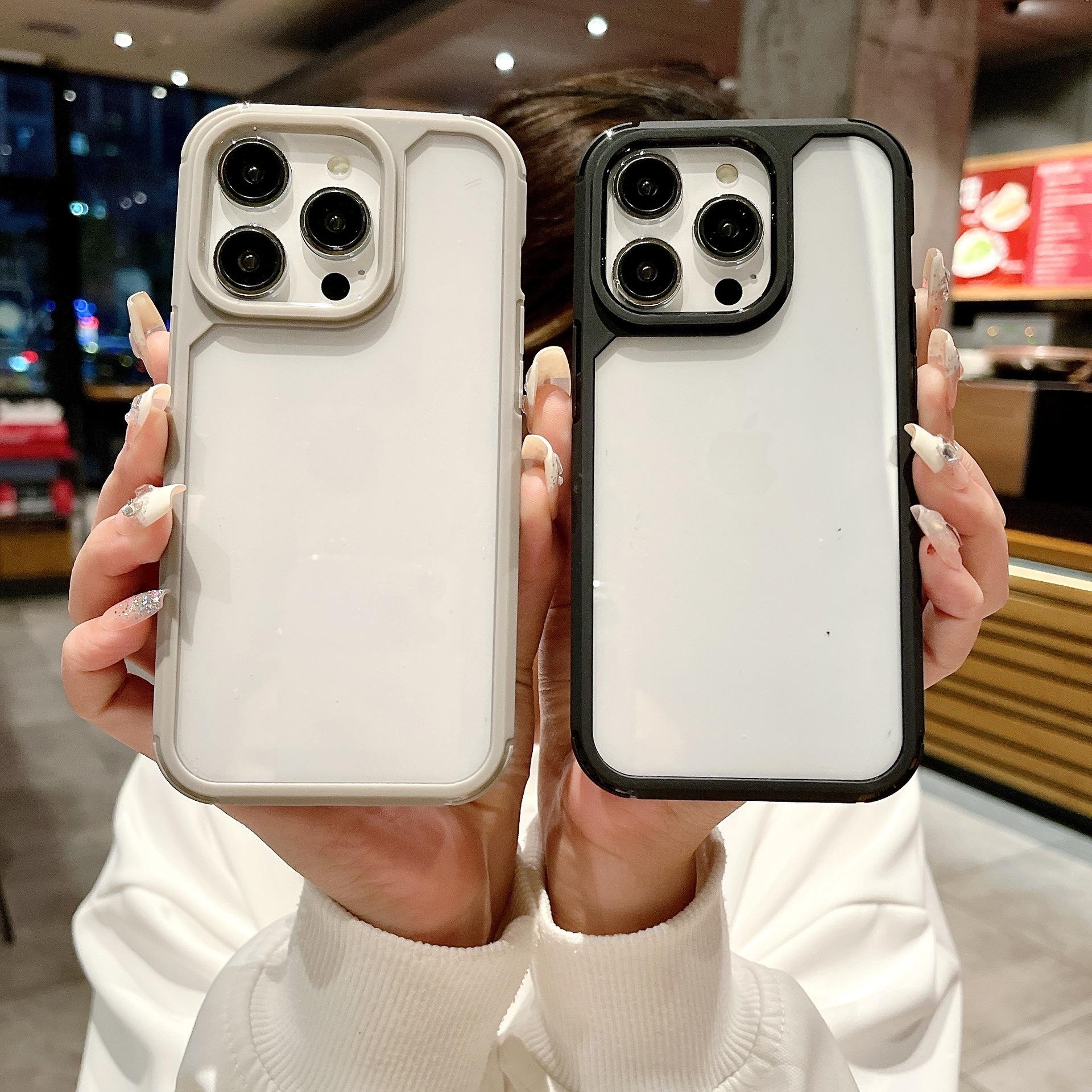 💎金甲亞克力簡約純色 iPhone 手機殼💎