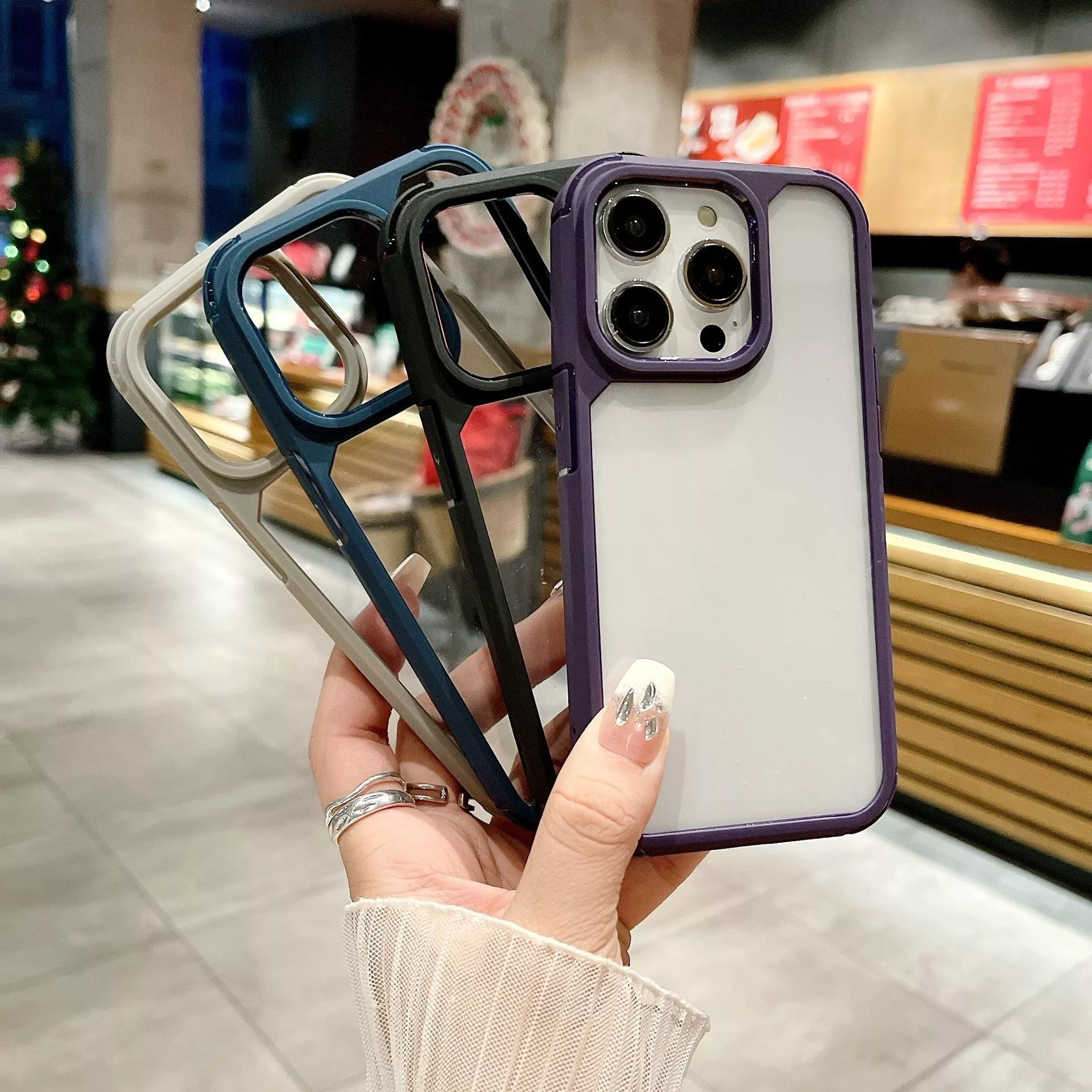 💎金甲亞克力簡約純色 iPhone 手機殼💎