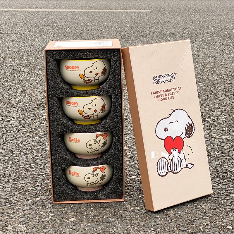 🍽️ SNOOPY × BELLE｜四入陶瓷碗禮盒組