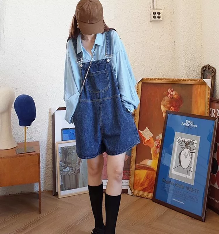 👖✨牛仔背帶短褲女2025夏季新款