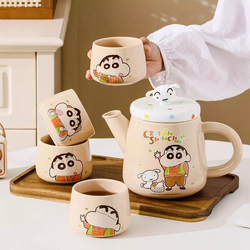 🧸 蜡筆小新陶瓷茶壺茶具套裝 🧸