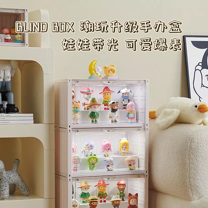 ✨ 帶燈手辦展示盒｜高透防塵 可堆疊 USB 串聯
