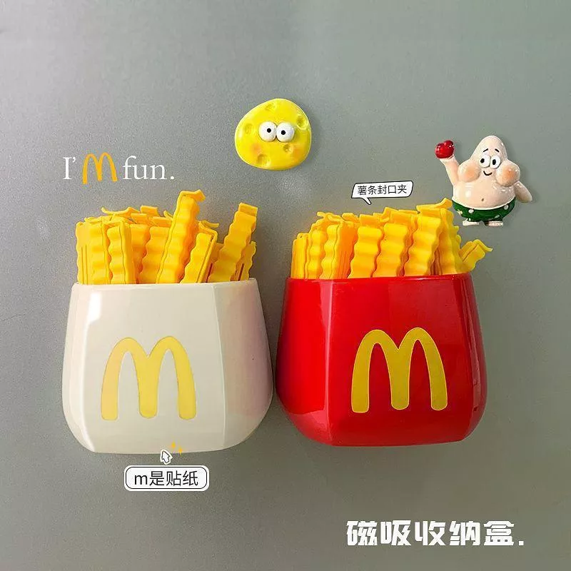 🍟薯條封口夾可愛卡通可磁吸冰箱上零食袋食物調料密封夾收納多功能