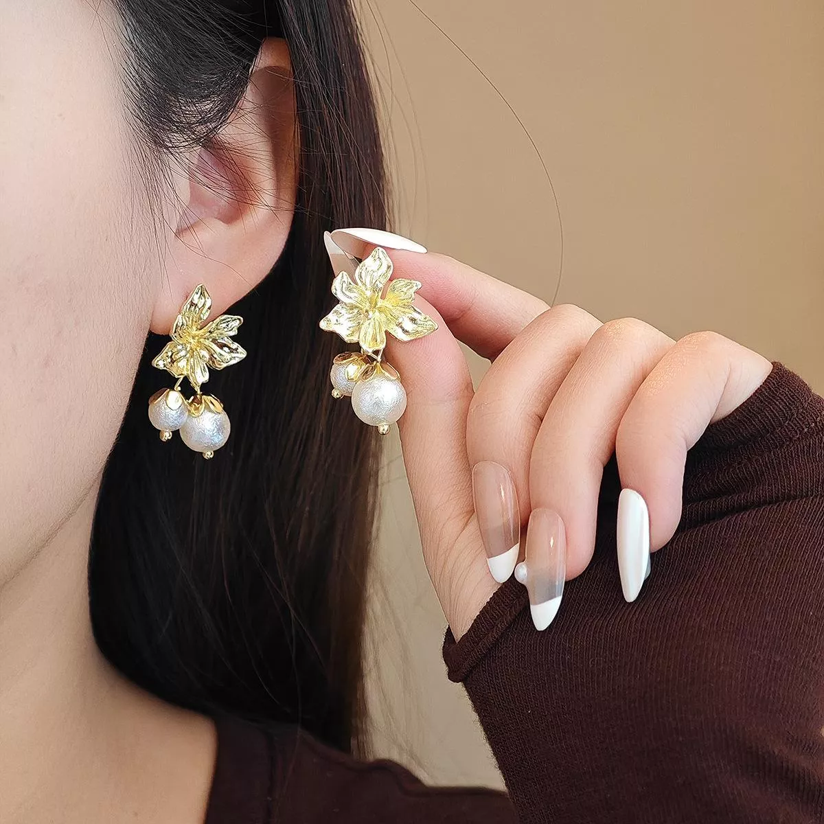 🌼【法式小花珍珠耳環｜復古小眾 · 輕奢質感】🌼