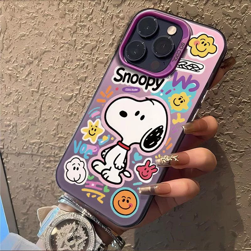 🎨彩銀殼紫色史努比iPhone 手機殼