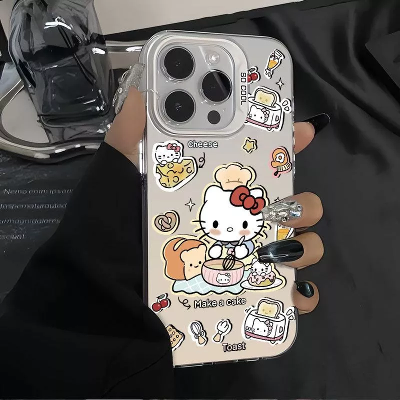 🎨彩銀殼白色廚師KT貓iPhone 手機殼