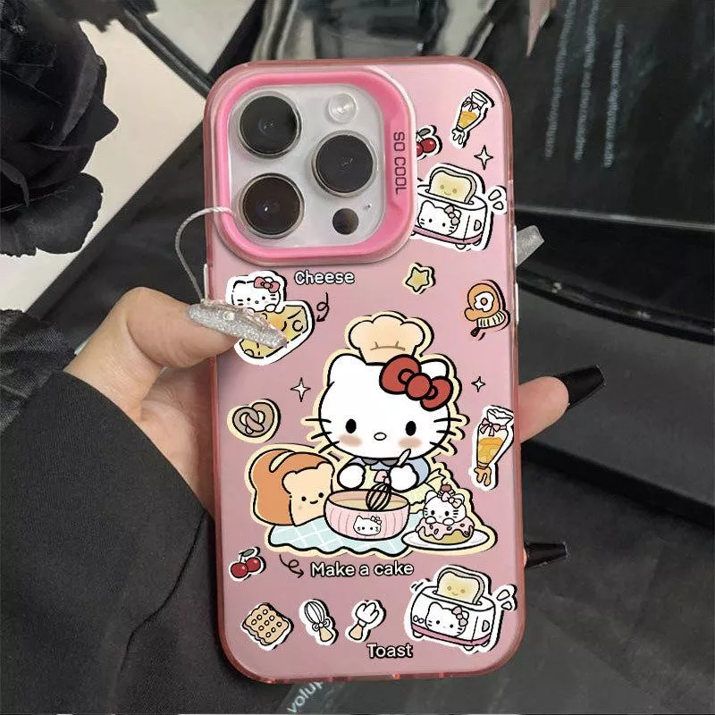 🎨彩銀殼粉紅色廚師KT貓iPhone 手機殼