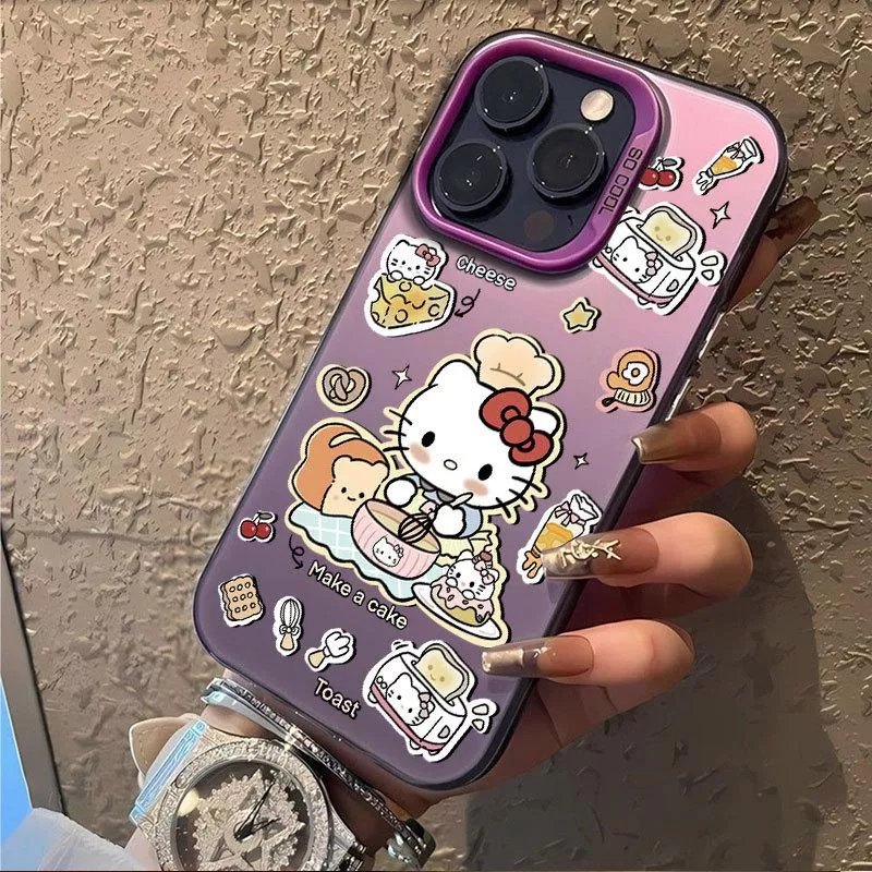 🎨彩銀殼紫色廚師KT貓iPhone 手機殼