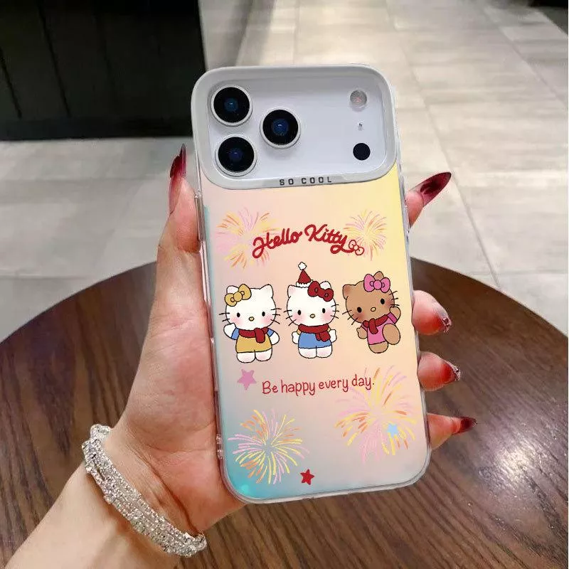 🎨彩銀殼鐳射煙火貓咪iPhone 手機殼