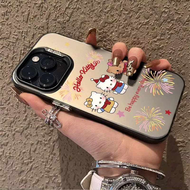 🎨彩銀殼黑色煙火貓咪iPhone 手機殼