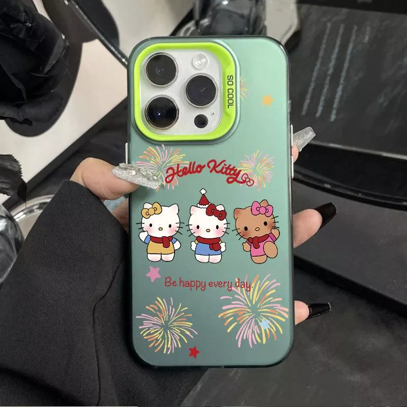 🎨彩銀殼綠色煙火貓咪iPhone 手機殼
