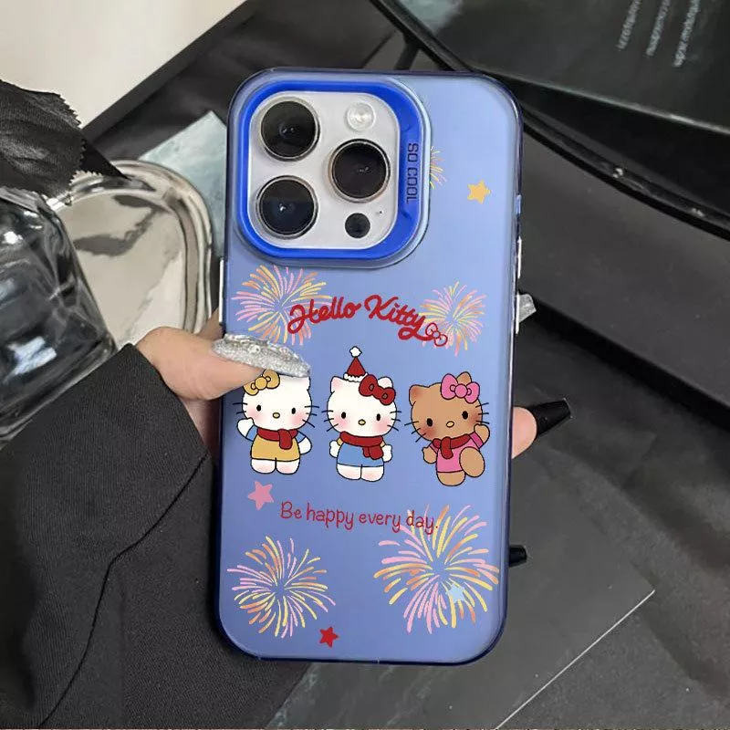 🎨彩銀殼藍色煙火貓咪iPhone 手機殼