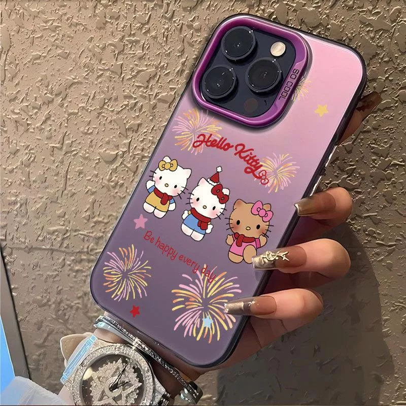 🎨彩銀殼紫色煙火貓咪iPhone 手機殼