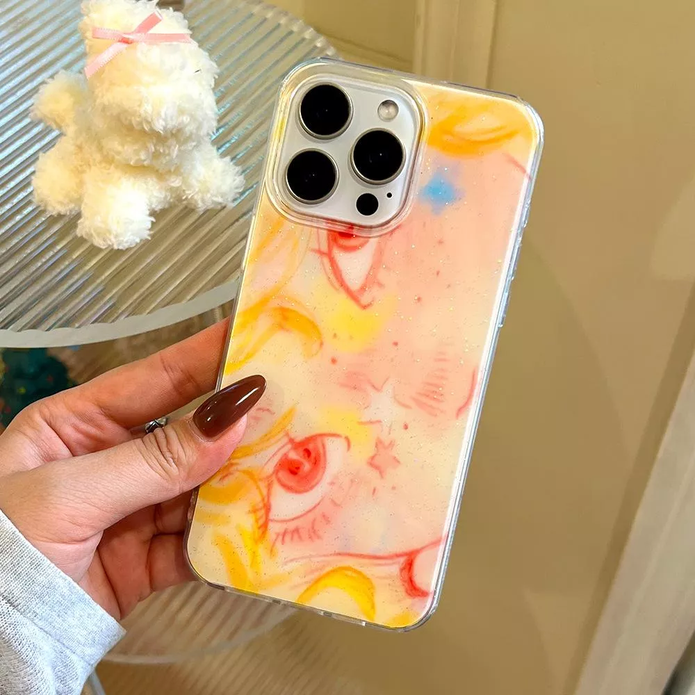 🎯 黃粉星星女孩手機殼🌟💛💖