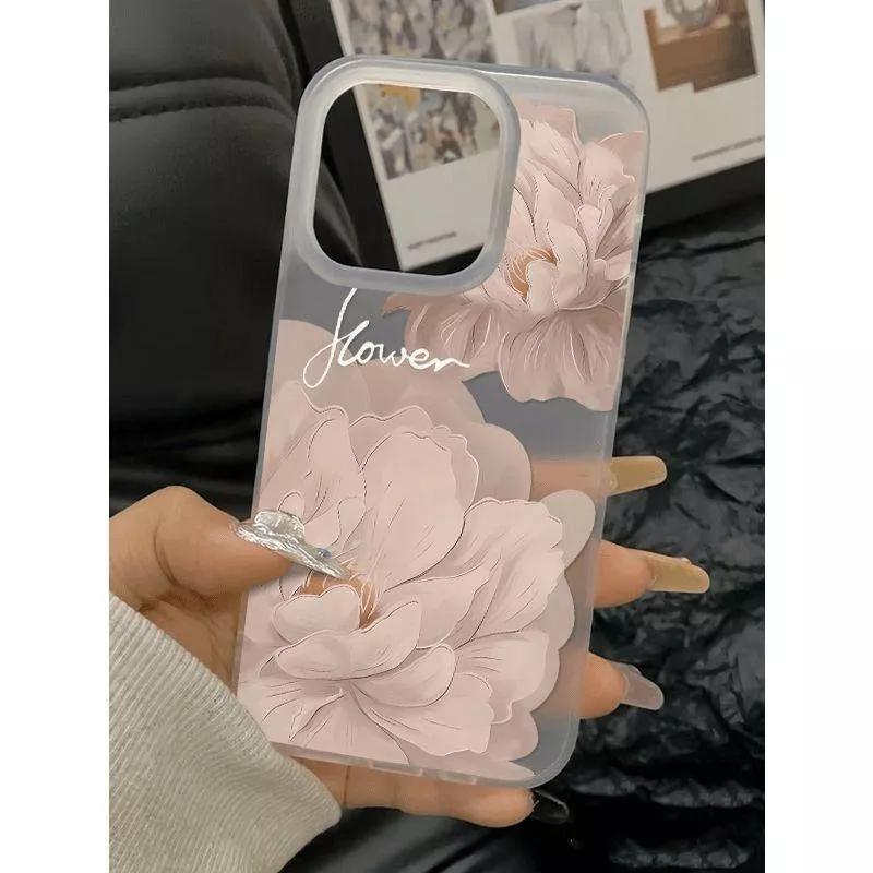 🎯 小麥殼磨砂國風牡丹花手機殼🌿🌸