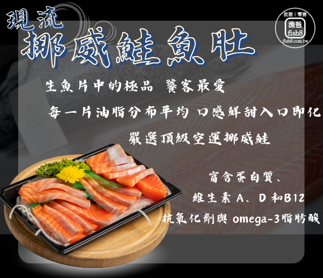 挪威鮭魚肚生魚片(200g±10%/盒)