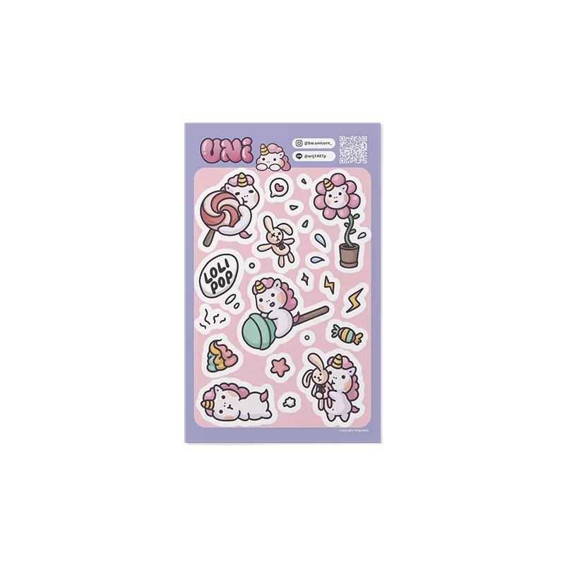 大白獨角獸 - 夏日款 防水圖鑑貼紙