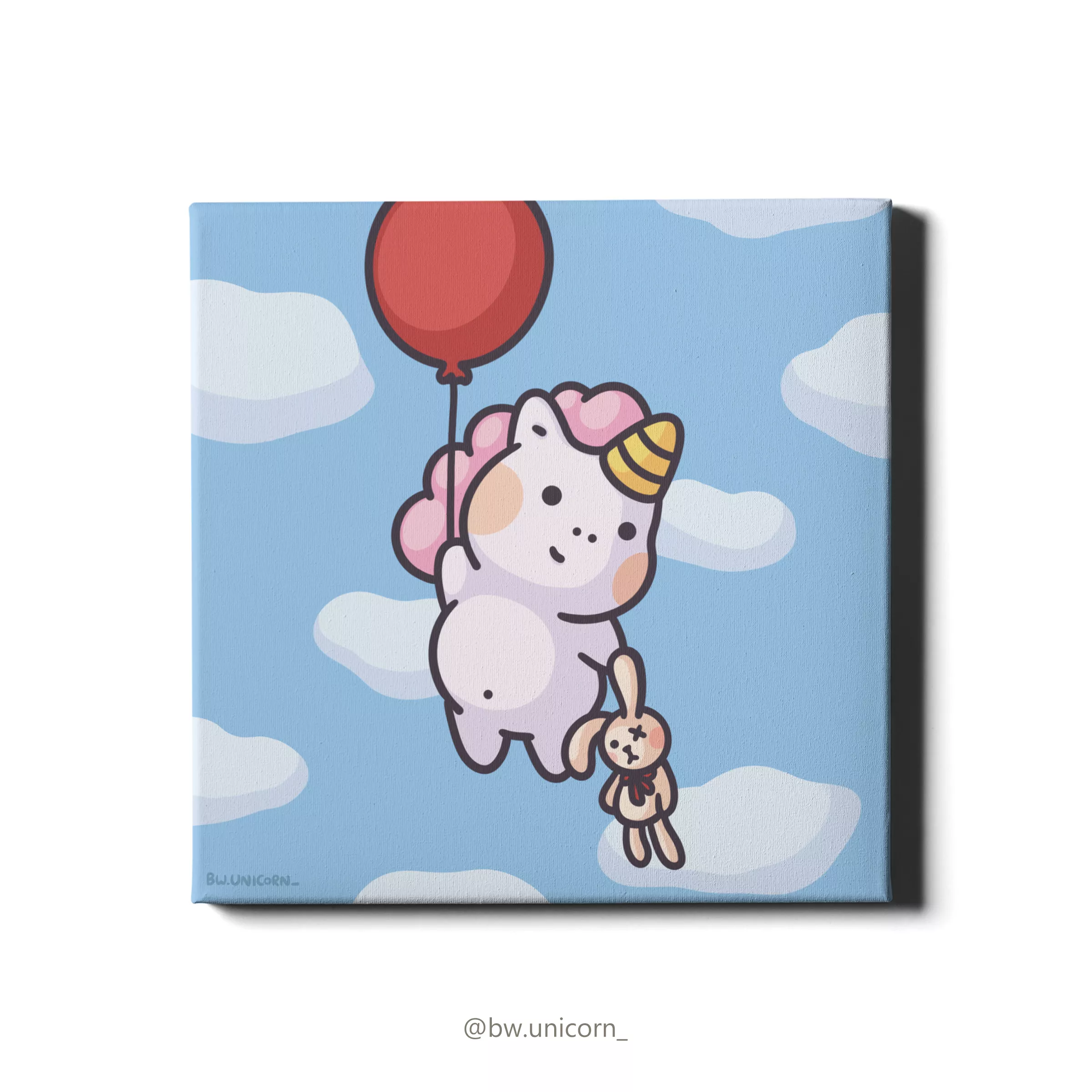 大白獨角獸 - "漂浮"輕量版無框畫