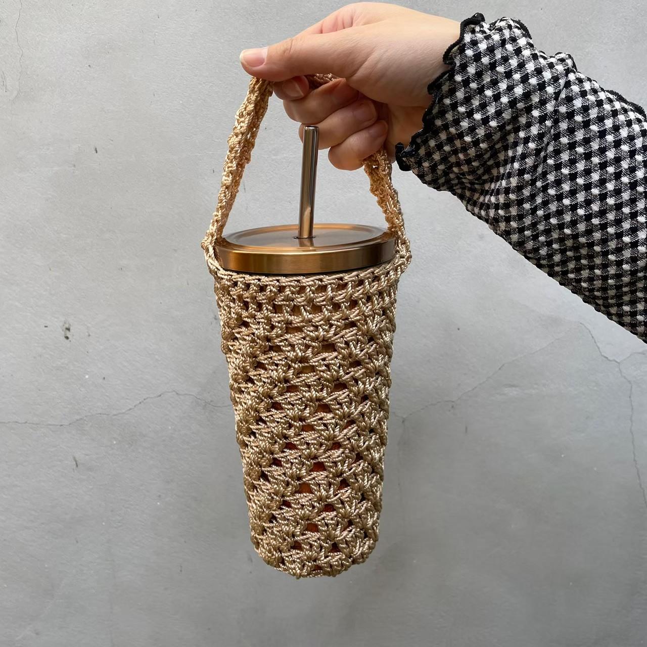 手鉤飲料提袋 防水飲料袋 夏天必備 Knit Design Bottle Bag