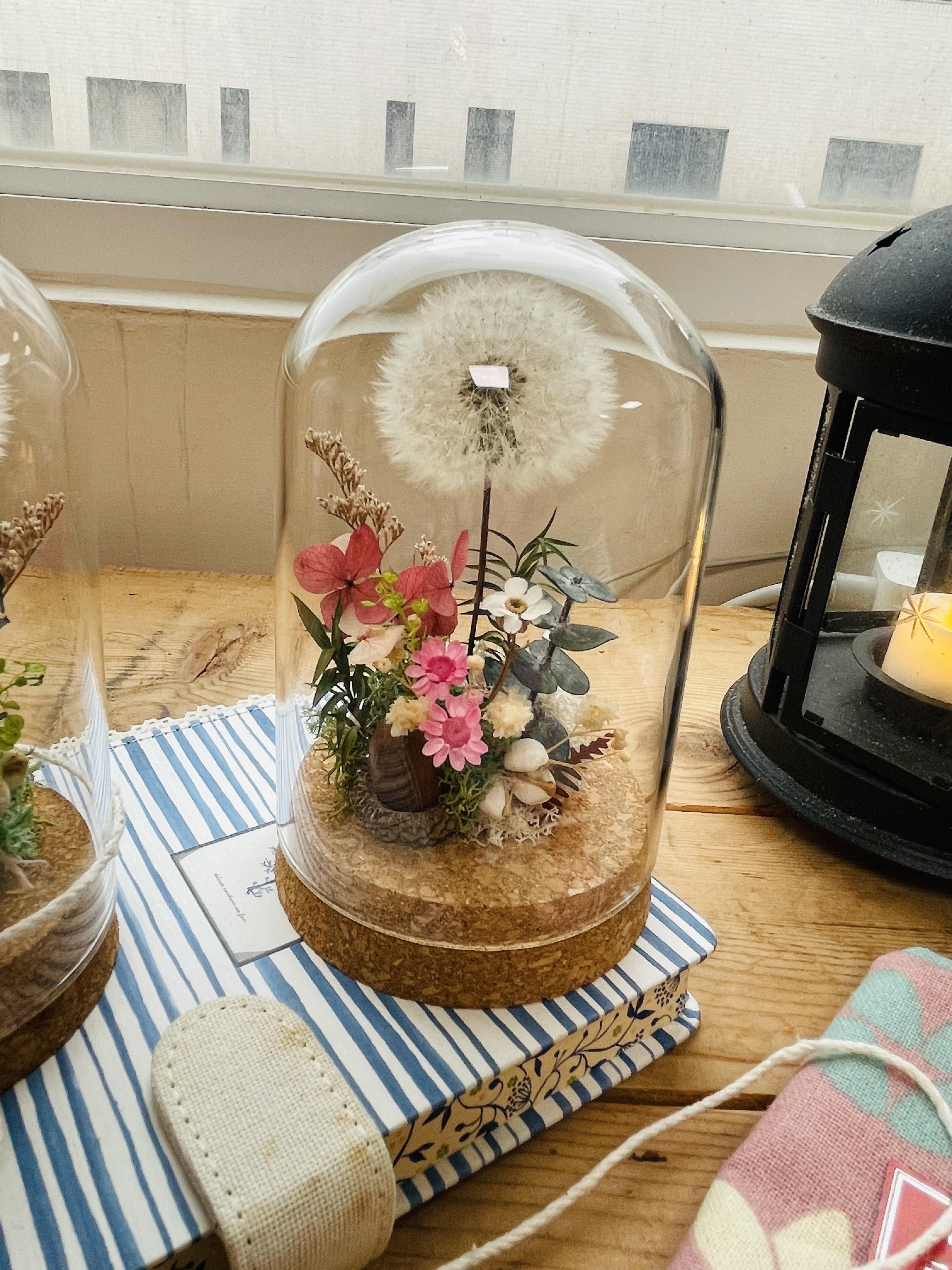 乾燥花｜永生花｜【一起旅行的蒲公英】｜完成品｜玻璃盅｜生日禮物｜謝師禮