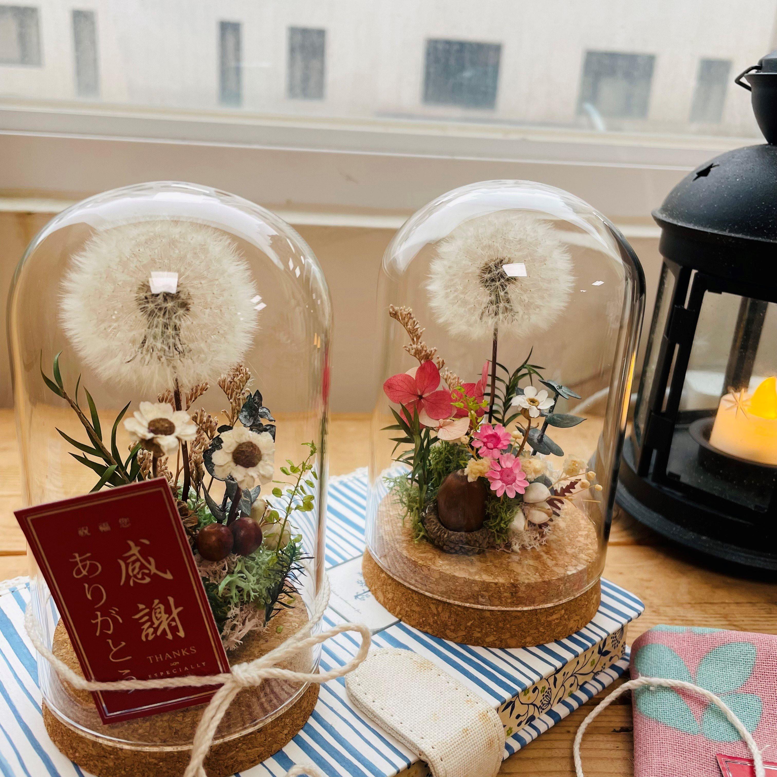 乾燥花｜永生花｜【一起旅行的蒲公英】｜完成品｜玻璃盅｜生日禮物｜謝師禮