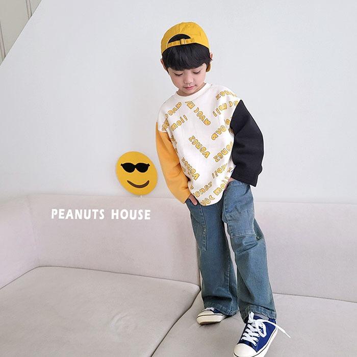 【90-140】PEANUTS 冬季商品 口袋直筒牛仔褲