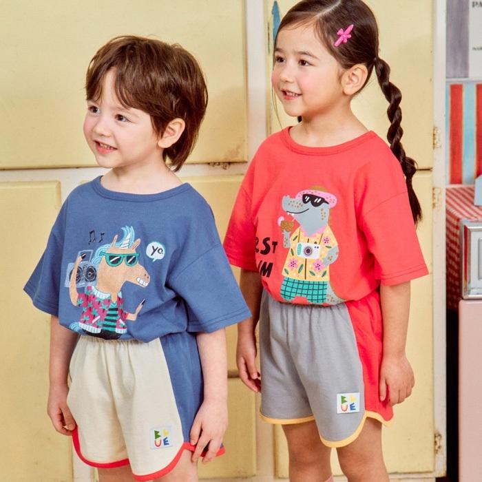 【80-133】韓國童裝 夏季商品 1STBLUE 撞色拼接褲