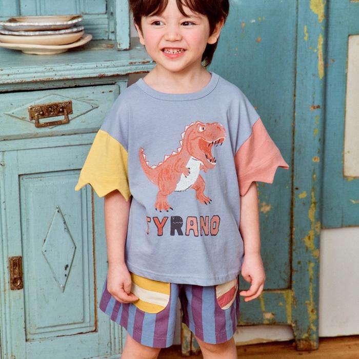 【80-133】韓國童裝 夏季商品 1STBLUE 恐龍不規則袖上衣