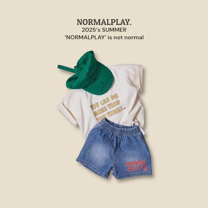 【80-120】韓國童裝 NORMALPLAY 夏季商品 英文小標牛仔短褲