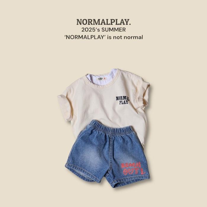 【80-120】韓國童裝 NORMALPLAY 夏季商品 英文小標牛仔短褲