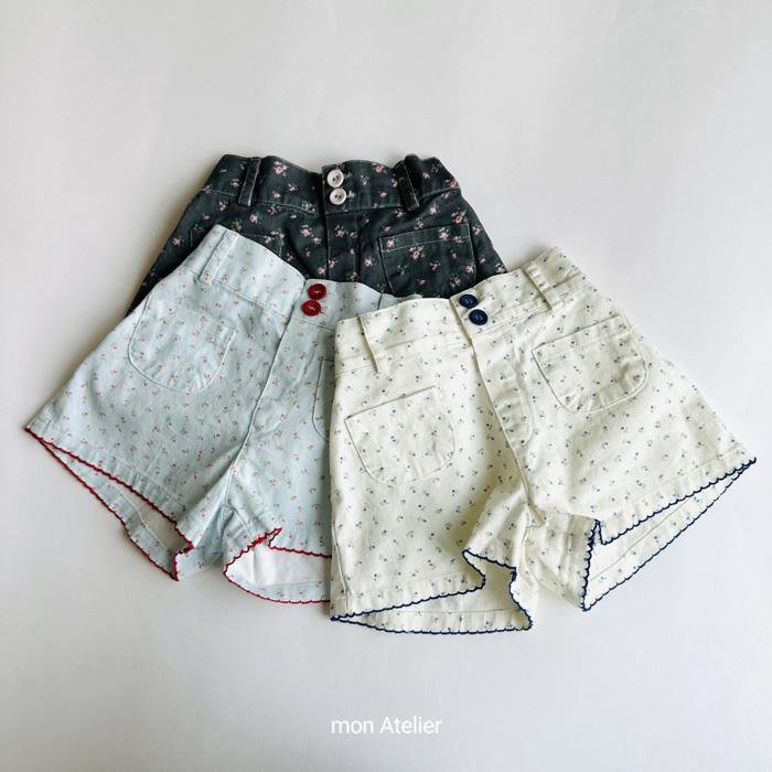 【90-130】韓國童裝 CY 夏季商品 花朵撞色滾邊短褲