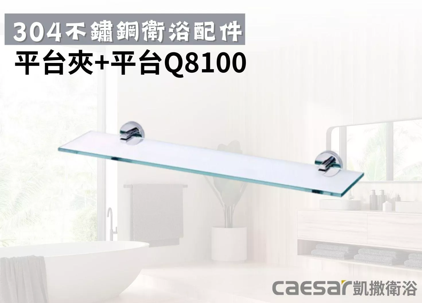 【文成】Caesar凱撒衛浴-平台夾+平台Q8100(304不鏽鋼浴室配件)