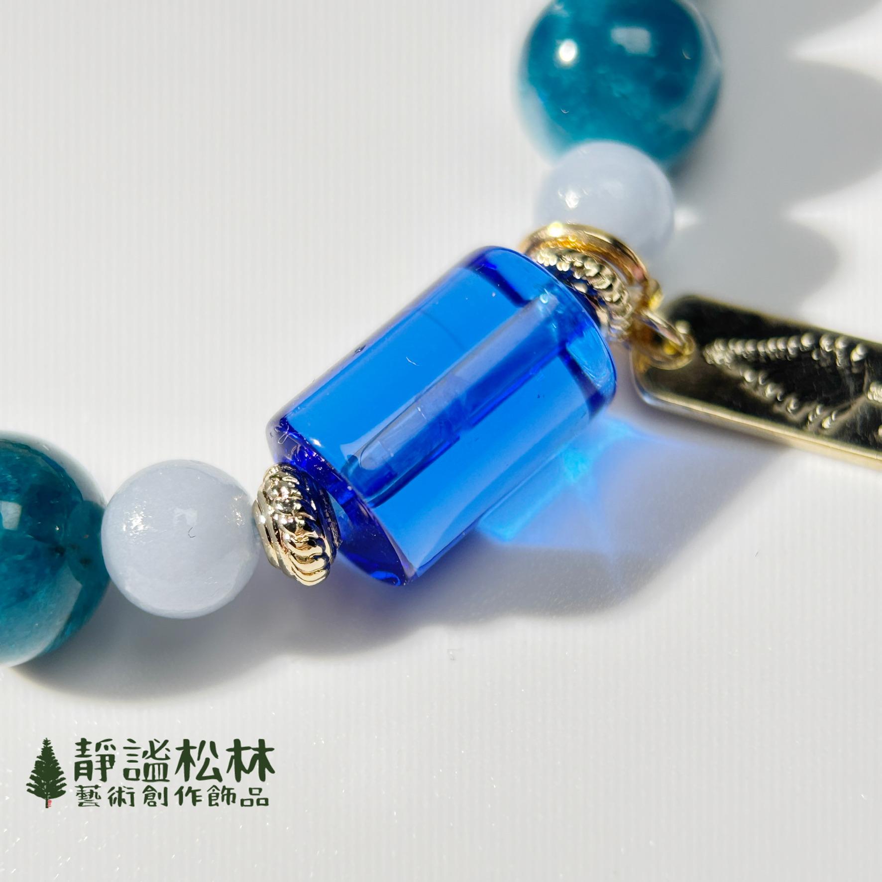 【靜謐松林】清澈目光-藍磷灰、天使石、琉璃(apatite,angel stone,glaze)