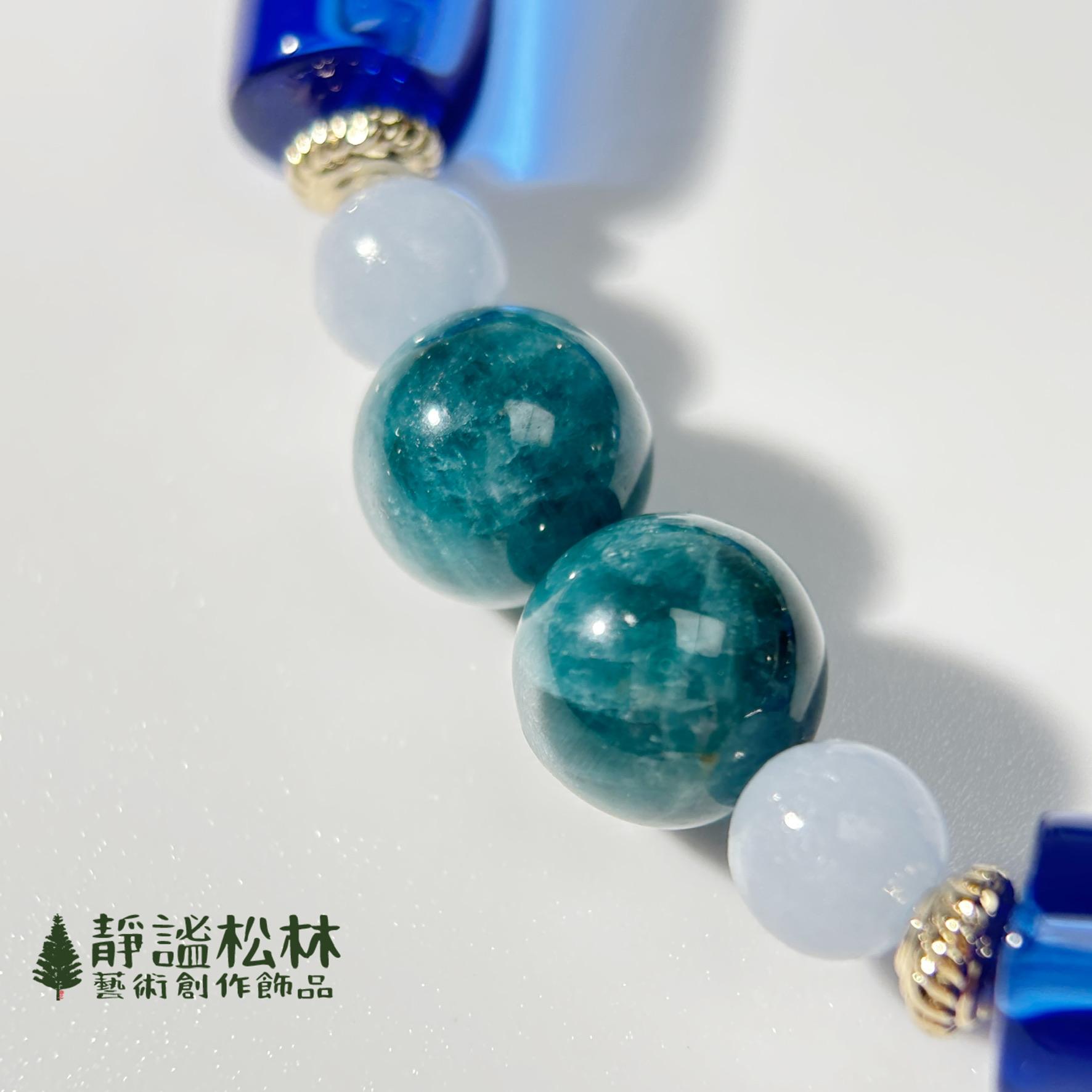 【靜謐松林】清澈目光-藍磷灰、天使石、琉璃(apatite,angel stone,glaze)