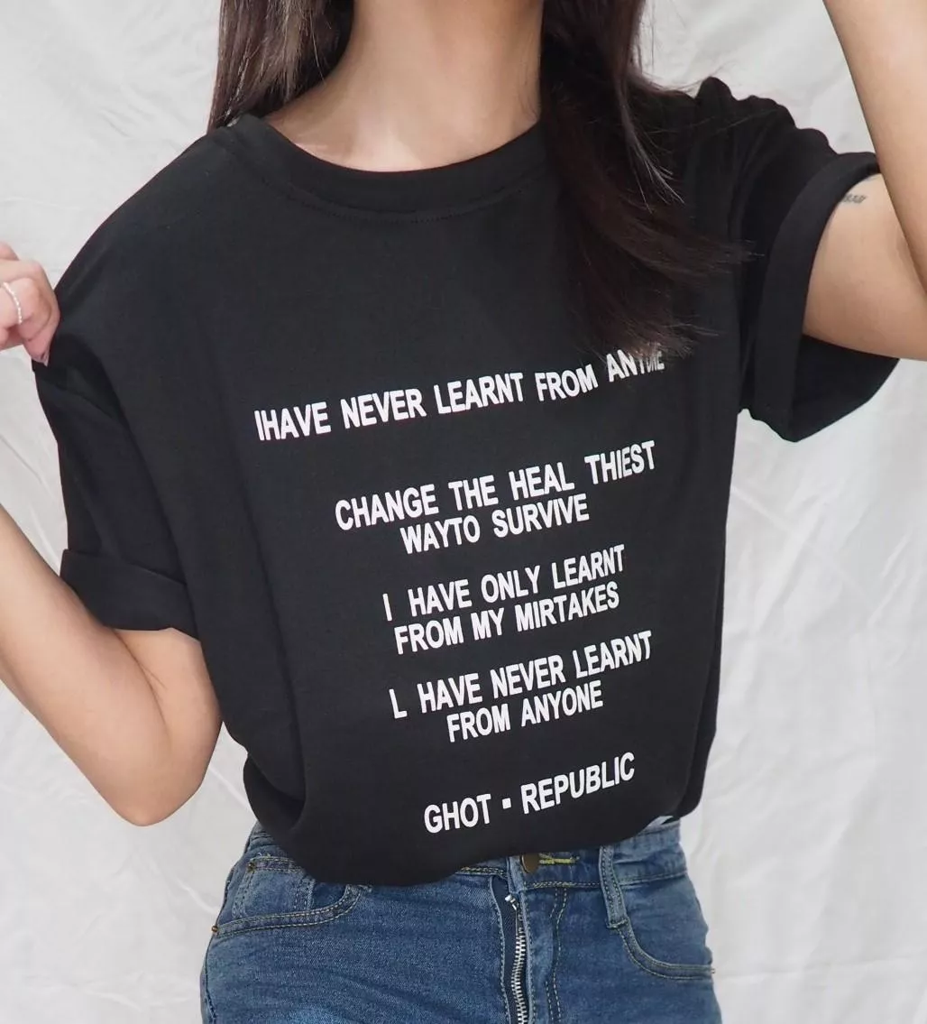 英文簡約圓領短袖上衣-3色M-L🔍H.I OOTD STUDIO🔍