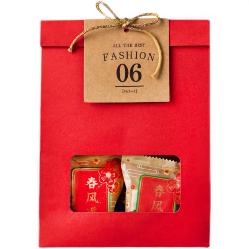 Amy烘焙網:10入/日式開窗手提袋餅乾牛扎糖袋/牛扎酥/雪花酥/牛軋糖瑪德蓮鳳梨酥蛋糕餐盒/包裝手拿袋